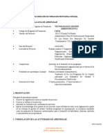 Proceso Dirección de Formación Profesional Integral 1. Identificación de La Guía de Aprenizaje Tecnólogo en Gestión Administrativa 122115