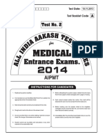 AIATS Medical-2014 - Test-2 (Code-A) 101113 PDF