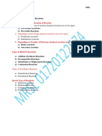 Chemistry Classification of Reaction