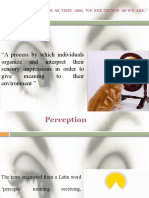 A Process by Which Individuals Organize and Interpret Their Sensory Impressions in Order To Give Meaning To Their Environment