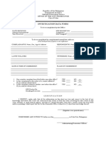 Investigation Data Form