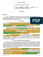 Petitioner Vs Vs Respondent: First Division