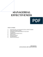 Managerial Effectiveness: Topics Covered