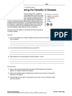 Investigating The Heredity of Disease: Unit Project Worksheet