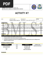 Activity #7: Name: Section/Group: Subject: Analytical Chemistry Lab Bachelor in Medical Laboratory Science