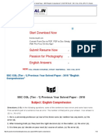 SSC CGL (Tier - 1) Previous Year Solved Paper - 2010 - English Comprehesion - SSCPORTAL