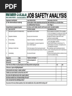 JOB SAFETY ANALYSIS - Idler Frame Stenciling