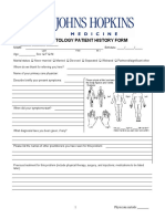 Rheumatology Patient History Form: Last First M. I