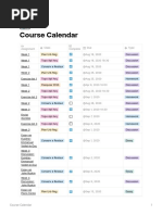 Course Calendar: Assignment Class Complete Due Type