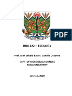 Biol122 - Ecology: Prof. Aiah Lebbie & Mrs. Camilla Osborne Dept. of Biological Sciences Njala University