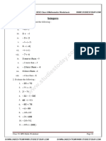 Integers: CBSE Class 6 Mathematics Worksheets