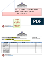 Attendance On Releasing of Self Learning Modules (SLM) S.Y.2020-2021