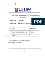 Laboratory Experiment No.3: Plastic Bending of Beams: Course Code DAC 11003