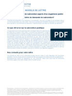 Lettre de Demande de Subvention Aupres D Un Organisme Public 3793