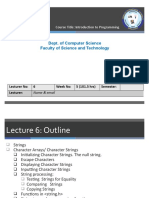 Strings: Dept. of Computer Science Faculty of Science and Technology