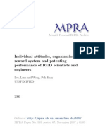 Individual Attitudes, Organizational Reward System and Patenting Performance of R&D Scientists and Engineers