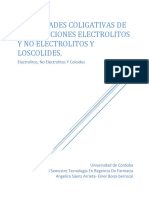 Propiedades Coligativas de Las Soluciones Electrolitos y No Electrolitos y Los Colides