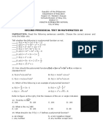 Second Periodical Test in Mathematics 10