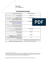 International Macroeconomics: Name of The Faculty: Designation: Teaching Area