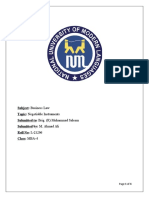 Subject: Business Law Topic: Negotiable Instruments Submitted To: Brig. (R) Muhammad Saleem Submitted By: M. Ahmad Ali Roll No: L-21206 Class: MBA-4