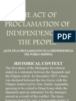 The Act of Proclamation of Independence of The People: (Acta de La Proclamacion de La Inedependencia Del Pueblo Filipino)