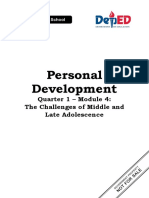 Personal Development: Quarter 1 - Module 4: The Challenges of Middle and Late Adolescence