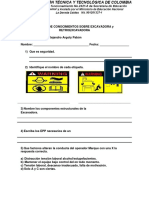 X EXAMEN DE CONOCIMIENTOS SOBRE EXCAVADORA y