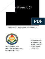 Assigment 01: Mechanical Behaviour of Materials