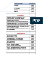 Imagenologia Codigos: Ecografias