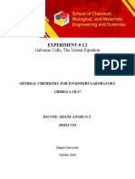 Galvanic Cells, The Nernst Equation: Experiment # 2.2