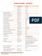 Technical Specifications - Quartz: Test Performed Test Standard Results