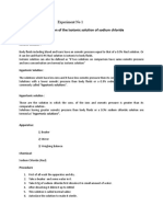 Preparation of The Isotonic Solution of Sodium Chloride: Experiment No 1