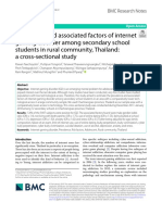 Prevalence and Associated Factors of Internet Gaming Disorder Among Secondary School Students in Rural Community, Thailand: A Cross-Sectional Study