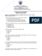 Grade 11 Summative Test in Earth and Life