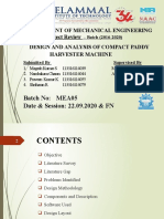 Department of Mechanical Engineering Project Review Design and Analysis of Compact Paddy Harvester Machine