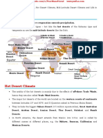 B: Desert Climate: Desert, Arabian Desert, Iranian Desert, Thar Desert, Kalahari and Namib Deserts