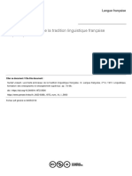 Les Traits Principaux de La Tradition Linguistique Française