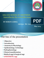 Anesthesia For Tonsillectomy: Aau-Chs School of Anesthesia