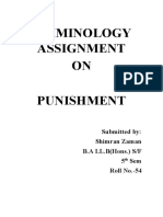 Criminology Assignment ON Punishment: Submitted By: Shimran Zaman B.A LL.B (Hons.) S/F 5 Sem Roll No.-54