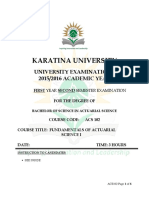 Acs102 Fundamentals of Actuarial Science I