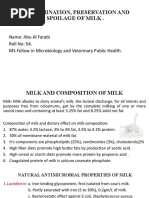 Contamination, Preservation and Spoilage of Milk and