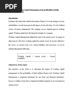 Study of Working Capital Management On The Profitability of India Infoline Finance LTD