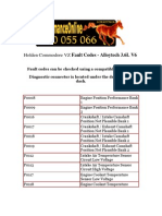 Holden Commodore VZ Fault Codes