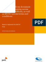 Recommendations Document On National Roaming Access Terms and Conditions, As Well As MVNO Access Terms and Conditions