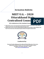 NEET U.G. - 2020 Uttarakhand State Centralised Counselling: Information Bulletin