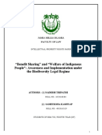 "Benefit Sharing" and "Welfare of Indigenous People": Awareness and Implementation Under The Biodiversity Legal Regime