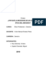 ENSAYO Por Qué La Necesidad de Un Código de Ética Del Abogado