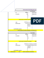 Formula de Fertilizacion para Alcachofa: Area: 0.25 m2