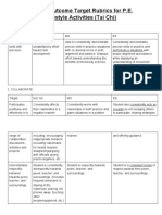 Outcome Target Rubrics For Pe Lifestyle Activities Physical Education Tai Chi