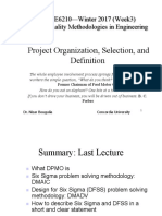 Project Organization, Selection, And: INSE6210-Winter 2017 (Week3) Total Quality Methodologies in Engineering